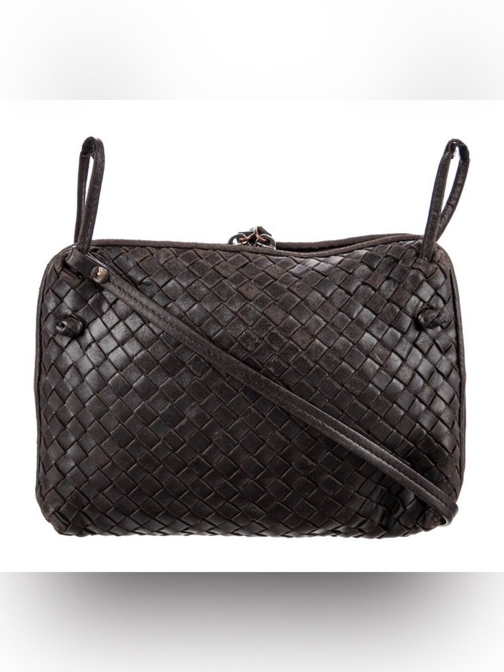 Bottega Vinette woven crossbody black (looks dark brown though!) - Picture 8 of 11